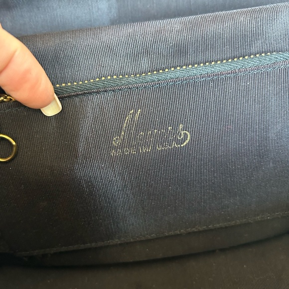 Vintage 1960 Meyers Made in USA Black Suede Gold Chain Strap Shoulder Bag Purse - Picture 8 of 12